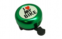 Звонок "I LOVE MY BIKE" зелёный, сталь/пласт.