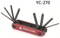 Bike hand yc-270 набор инструментов складной: шестигранники 2/2.5/3/4/5/6, отвёртки +/-