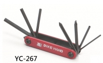 Bike hand yc-267 набор инструментов складной: шестигранники 2/3/4/5/6мм, отвёртки +/-