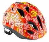 Шлем детский kellys buggie. цвет: красный. рисунок: цветы. размер: s (48-52cm)
