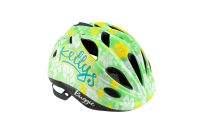 Шлем детский kellys buggie. цвет: зелёный. рисунок: цветы. размер: m (52-56cm)