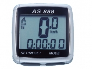 Велокомпьютер as-888 проводной. 8 функций: скорость /режим сканирования /время /пройденное расстояние/одометр /максимальная скорость /средняя скорость /часы. цвет: серебристый