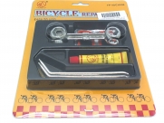 Велоаптечка - заплатки, 2 металлические монтажки, ниппельная резинка, накидной ключ 10размеров, клей